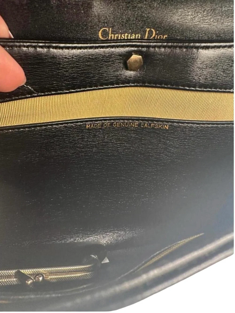Christian Dior Leather Shoulder Bag CD Logo Plate/Black, GUC